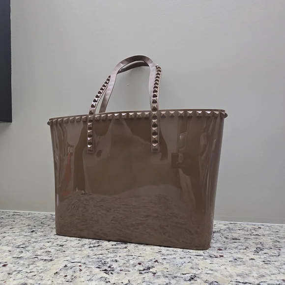 Carmen Sol Angelica Large Brown Tote Jelly Studded PVC Tote Bag. - Picture 14 of 16